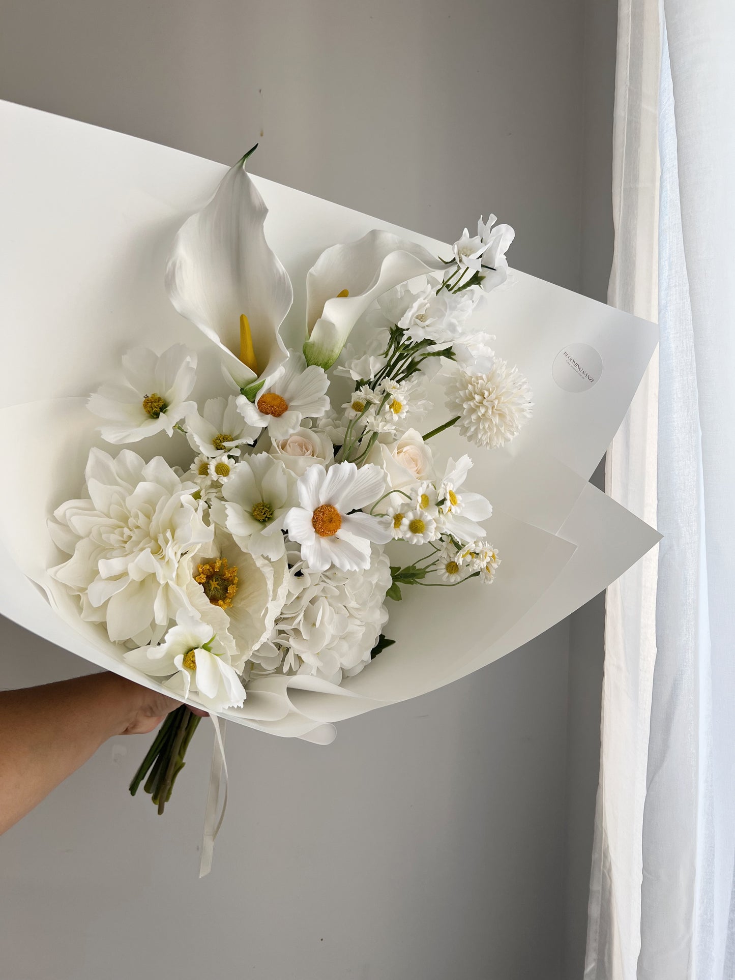 All White Silk Bouquet