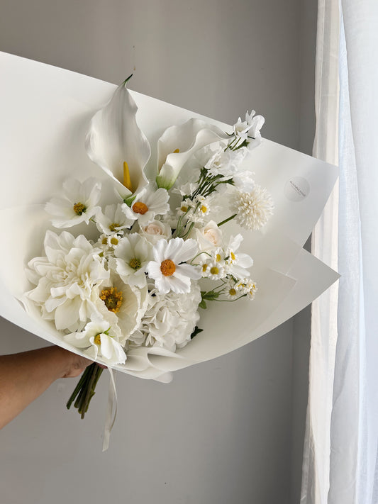 All White Silk Bouquet